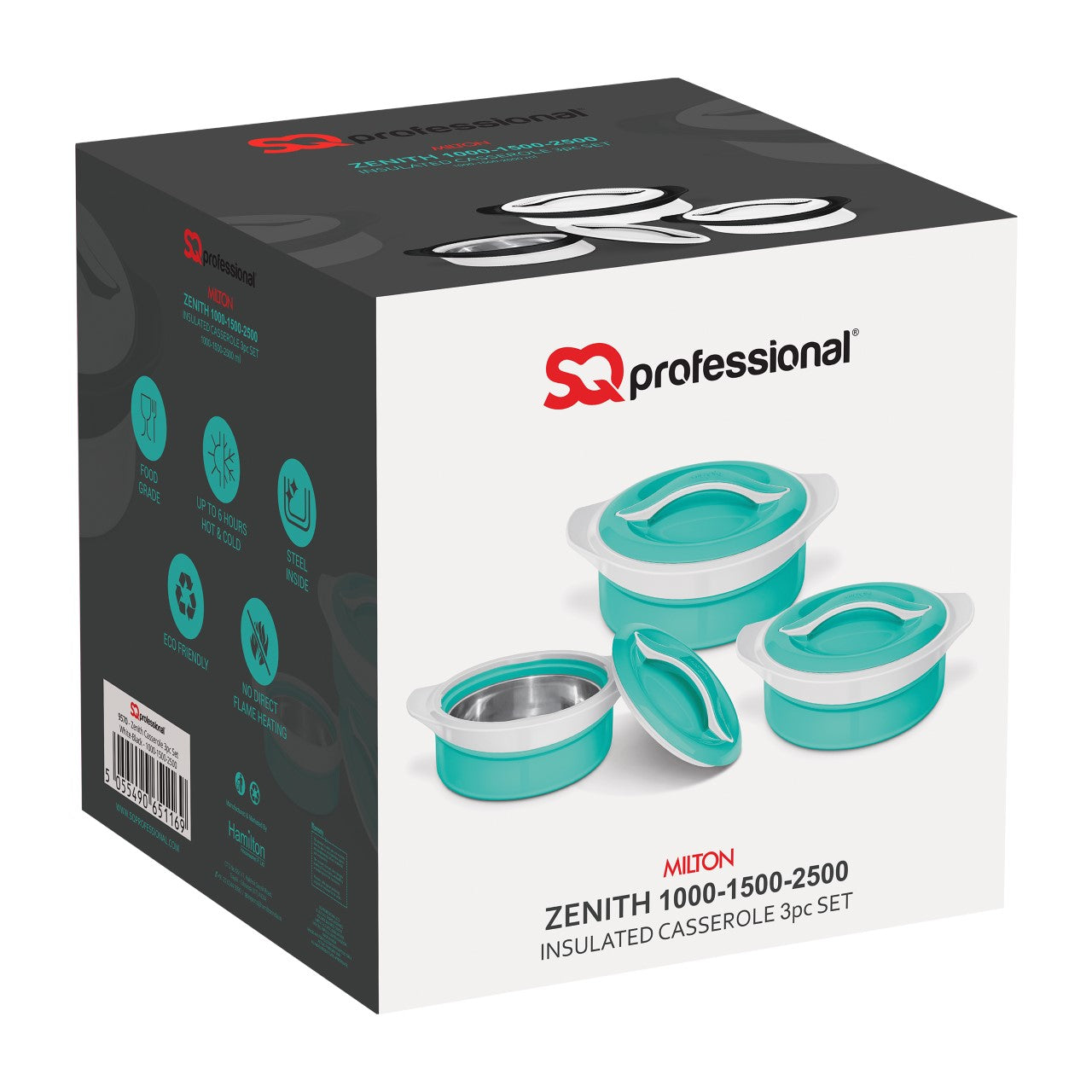 SQ Zenith Insulated Casserole Set 3pc Aqua-White 1L-1.5L-2.5L 9572 (Big Parcel Rate)