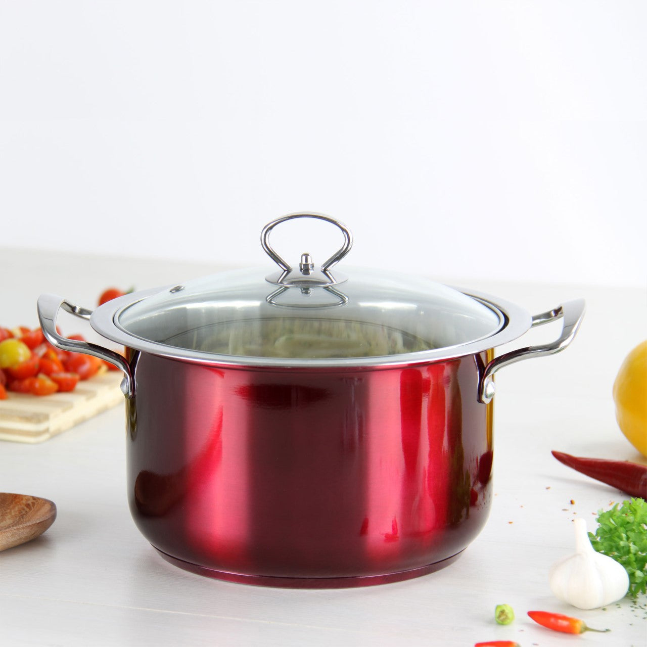 Gems Stainless Steel Stockpot Set 4pc Ruby 18-20-22-24cm 9577  (Big Parcel)