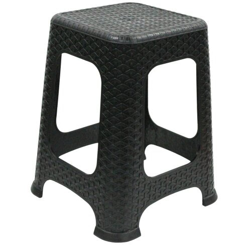 Large Plastic Rattan Stool Black KOD910 (Big Parcel Rate)